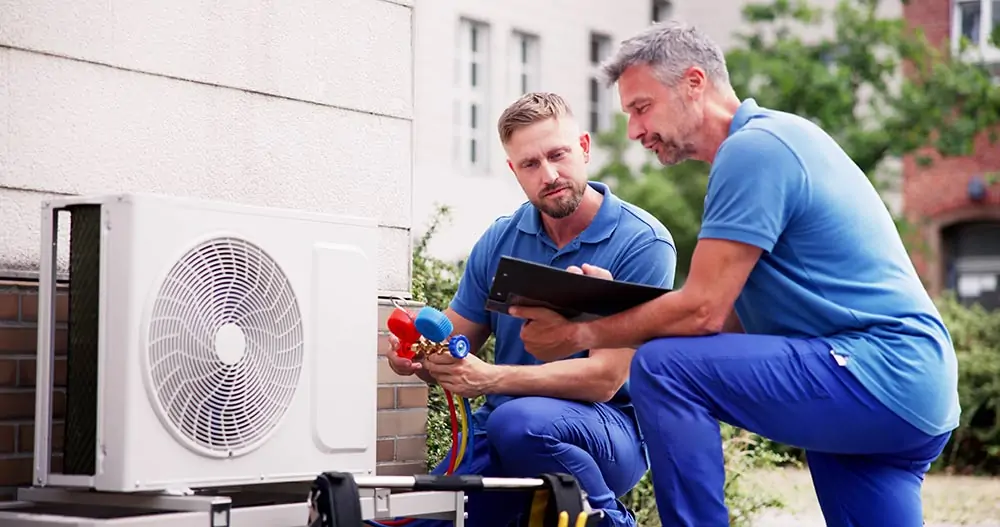 two experts checking the AC and Heater